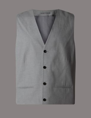 Pure Cotton Tailored Fit 4 Button Waistcoat with Buttonsafe&trade;